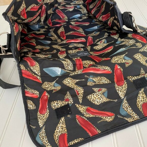Black Diaper Bag Messenger Bag Take Cover by Nicole Miller w/Accessory Bag Heels - Picture 3 of 9